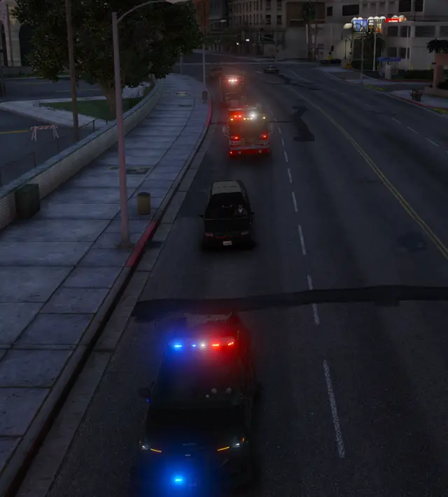 A patrol unit on the freeway in daylight