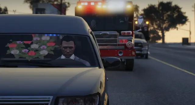 A patrol unit and a fire engine working the same scene