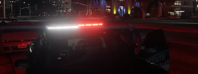A light bar streaking white and red in a long exposure